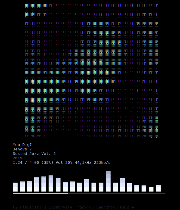 kew terminal music player with chroma visualizations